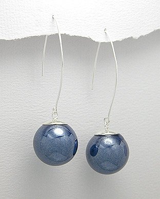 Strieborné náušnice-modrá perla