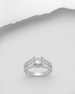 Elegantný strieborný zásnubný prsteň