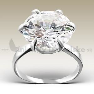 Luxusný strieborný zásnubný prsteň - veľký kryštál