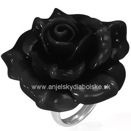 Prsteň z ocele 3D čierna ruža