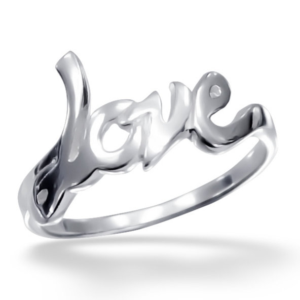 Strieborný prsteň - písané Love