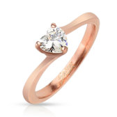 Jednoduchý oceľový zásnubný prsteň - ružovozlatej farby