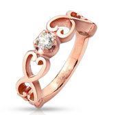 Oceľový prsteň vyrezávané srdcia-ružovozlatá farba 