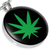 Okrúhly prívesok z ocele list marihuany