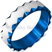 Oceľový prsteň - modré hrany v tvare zipsu