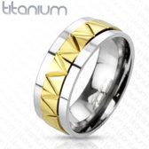Titánový prsteň zlato-strieborný