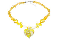 Murano náhrdelník srdiečko žltý