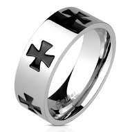 Oceľový prsteň - čierny keltský kríž