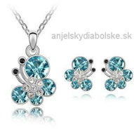 Set Swarovski kryštálový motýľ modrý