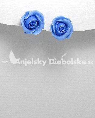 Modrá ruža - strieborné náušnice