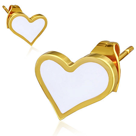 Oceľové náušnice zlatej farby tvar srdce