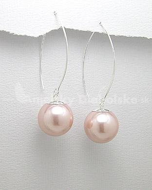 Strieborné náušnice - ružová perla