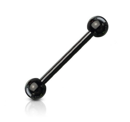 Piercing do jazyka farebné činky, čierny
