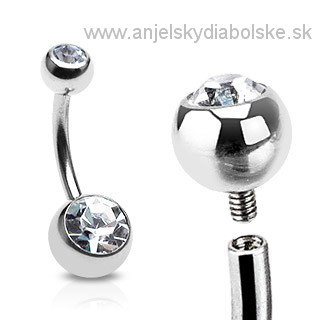 Piercing pupok z ocele číre zirkóny