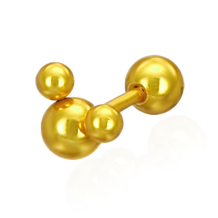 Piercing z ocele zlatá tyčka Myš