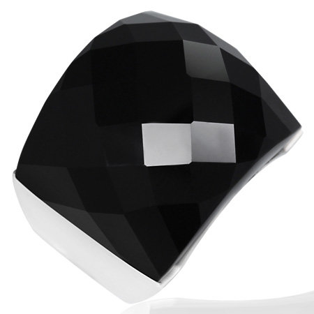 Elegantný oceľový prsteň čierný ovál-skosené hrany