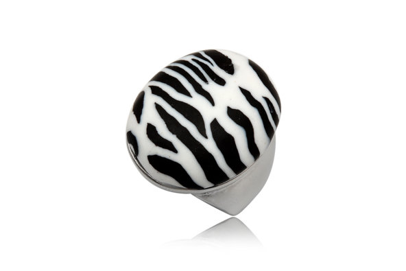 Fimo prsteň zebra