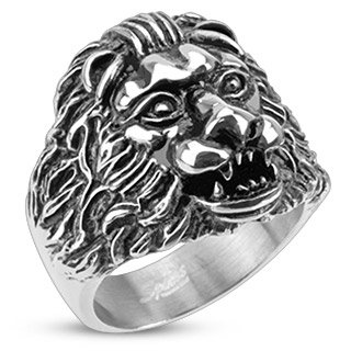Mohutný prsteň z chirurgickej ocele lev