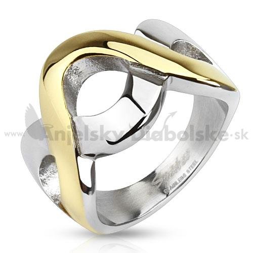 Oceľový prsteň - zlato strieborné osmičky