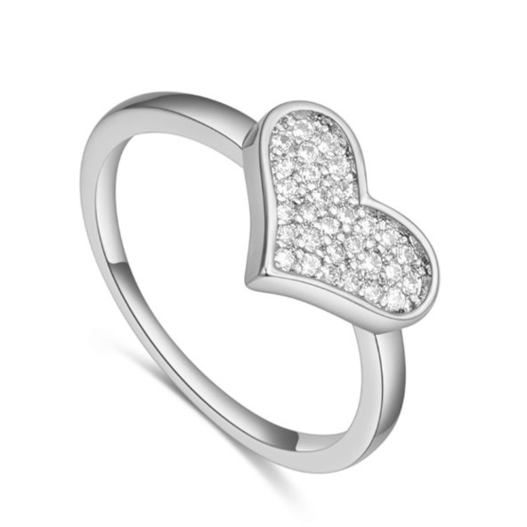 Romantický prsteň s kryštálovým srdcom
