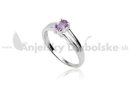 Strieborný prsteň - fialový Amethyst