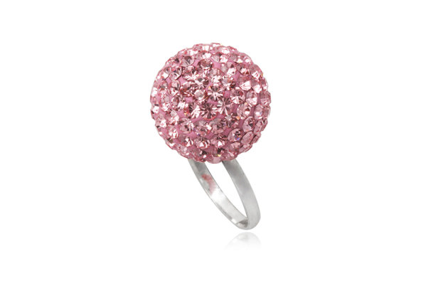Swarovski prsteň ružová guľa