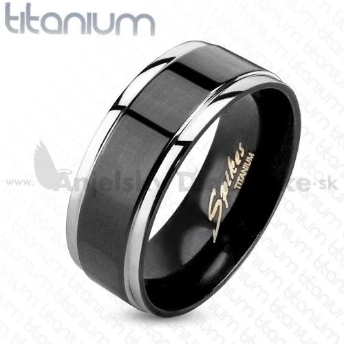Titánový prsteň-lesklý čierny pás