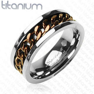 Titánový prsteň medená reťaz