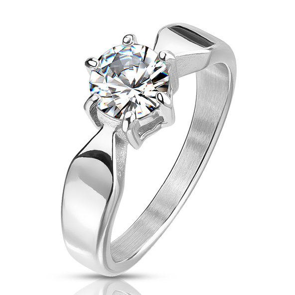 Zásnubný oceľový prsteň - fine Crystal 