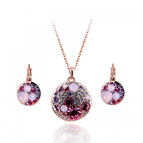 Luxusná súprava Swarovski kruh s ružovými kryštálmi
