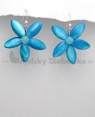 Náušnice-modrý perleťový kvet