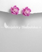 Strieborné náušnice - rozkvitnutá ružová ruža