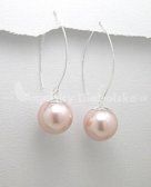 Strieborné náušnice - ružová perla