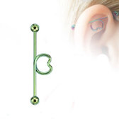 Titánový eloxovaný piercing do ucha, zelená