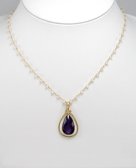 Elegantný Vermeil náhrdelník - prívesok s fialovým kryštálom