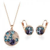 Luxusná súprava Swarovski kruh s modrými a fialovými kryštálmi