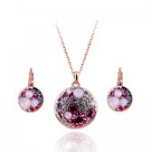 Luxusná súprava Swarovski kruh s ružovými kryštálmi