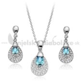 Modrá súprava Swarovski - retiazka, prívesok a náušnice