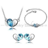 Set Swarovski - modro-strieborné srdce