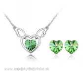 Súprava Swarovski zelené srdce v srdci