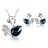 Swarovski set tmavomodrá labuť