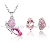 Swarovski súprava - ružový motýľ s kryštálovými krídlami